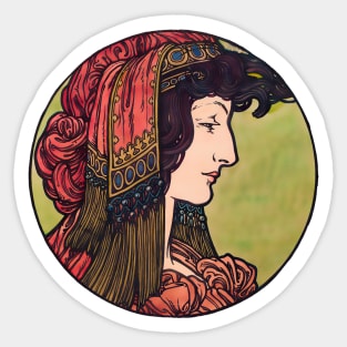 Woman Bust Art Nouveau colorful vintage Sticker